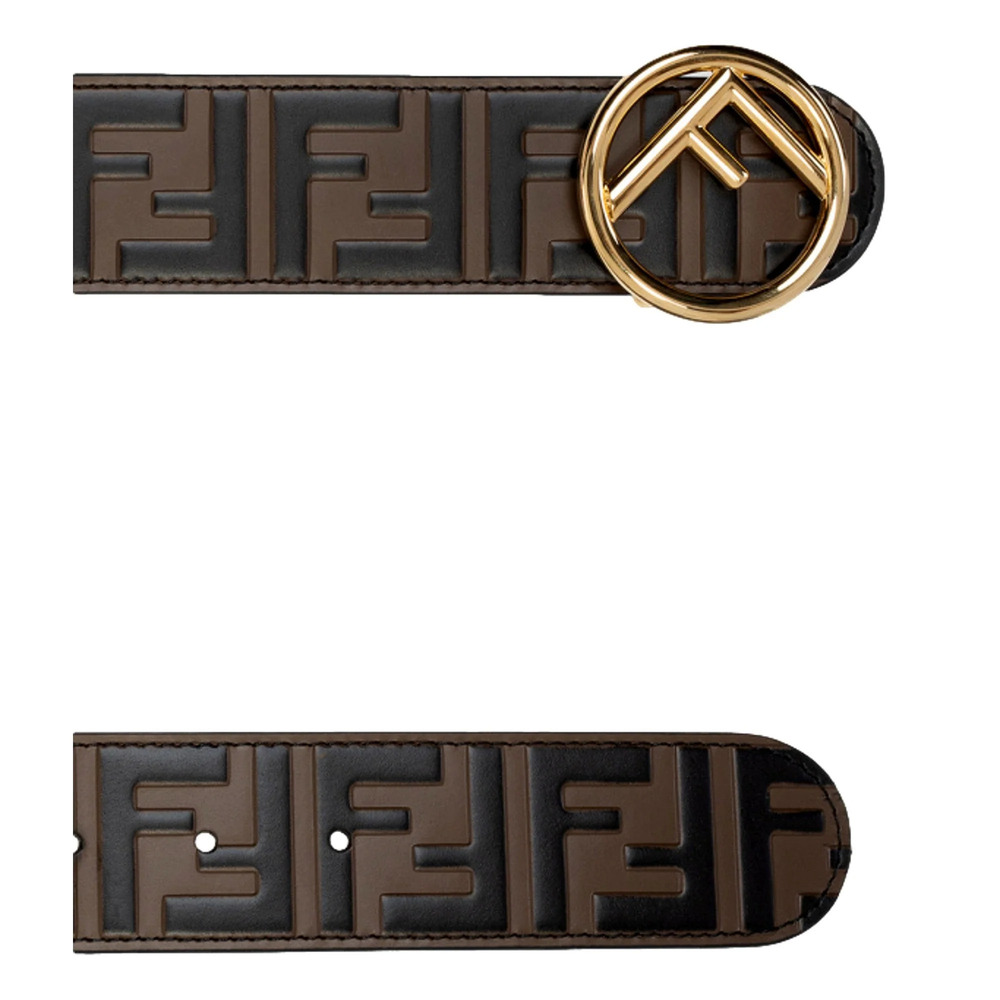 Fendi F is Fendi FF Calfskin Brown Zucca Leather Belt